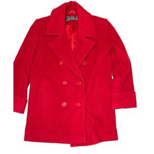 Wool Bright Red Authentic Peacoat Women's Size‎ 6 USA Made By MACKINTOSH A40